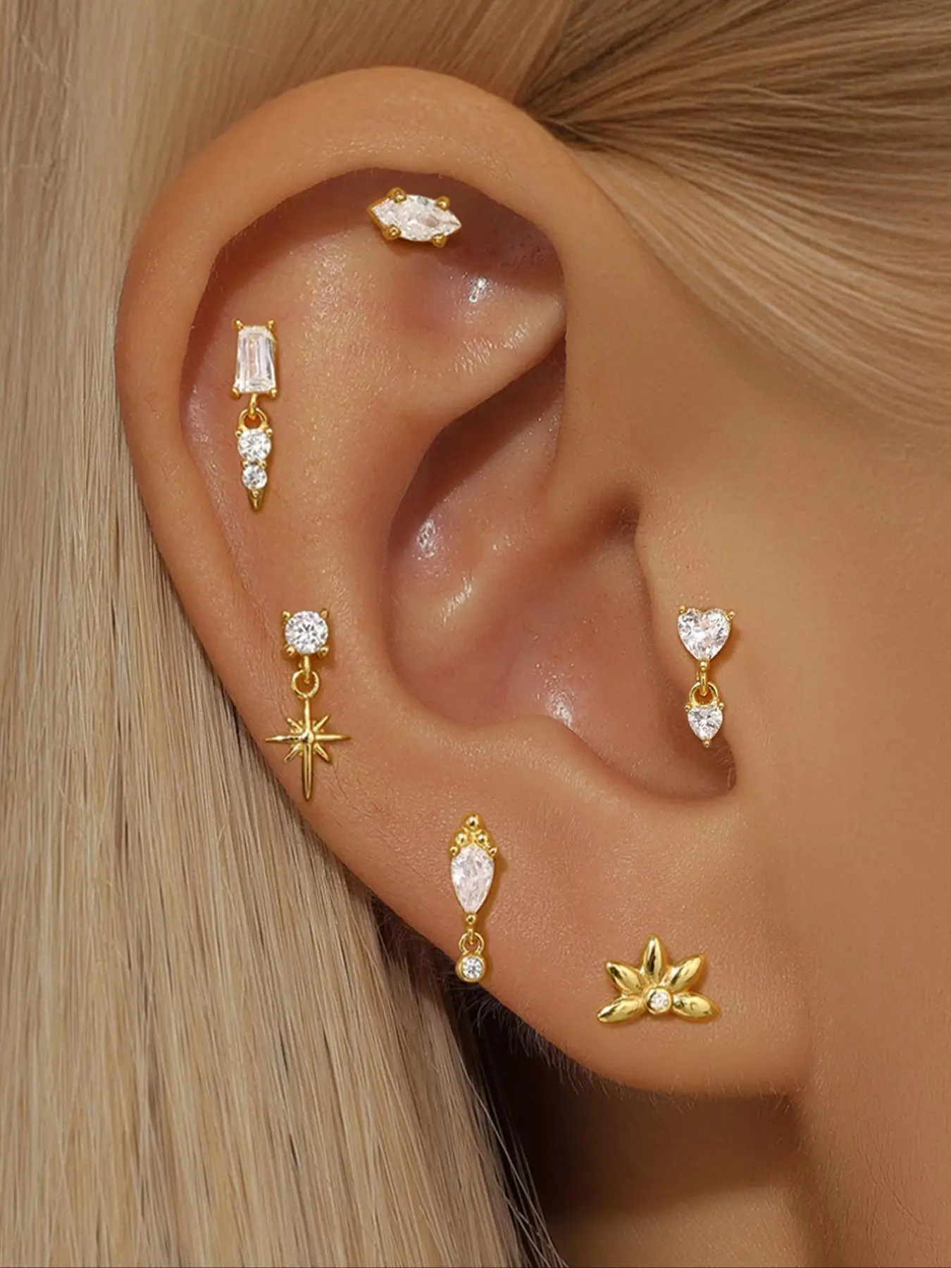 S925 Sterling Silver Fashionable Earrings, Elegant Rhinestone Decor Ear Piercing Set for Women & Girls, Trendy All-match & Exquisite Jewelry for Birth