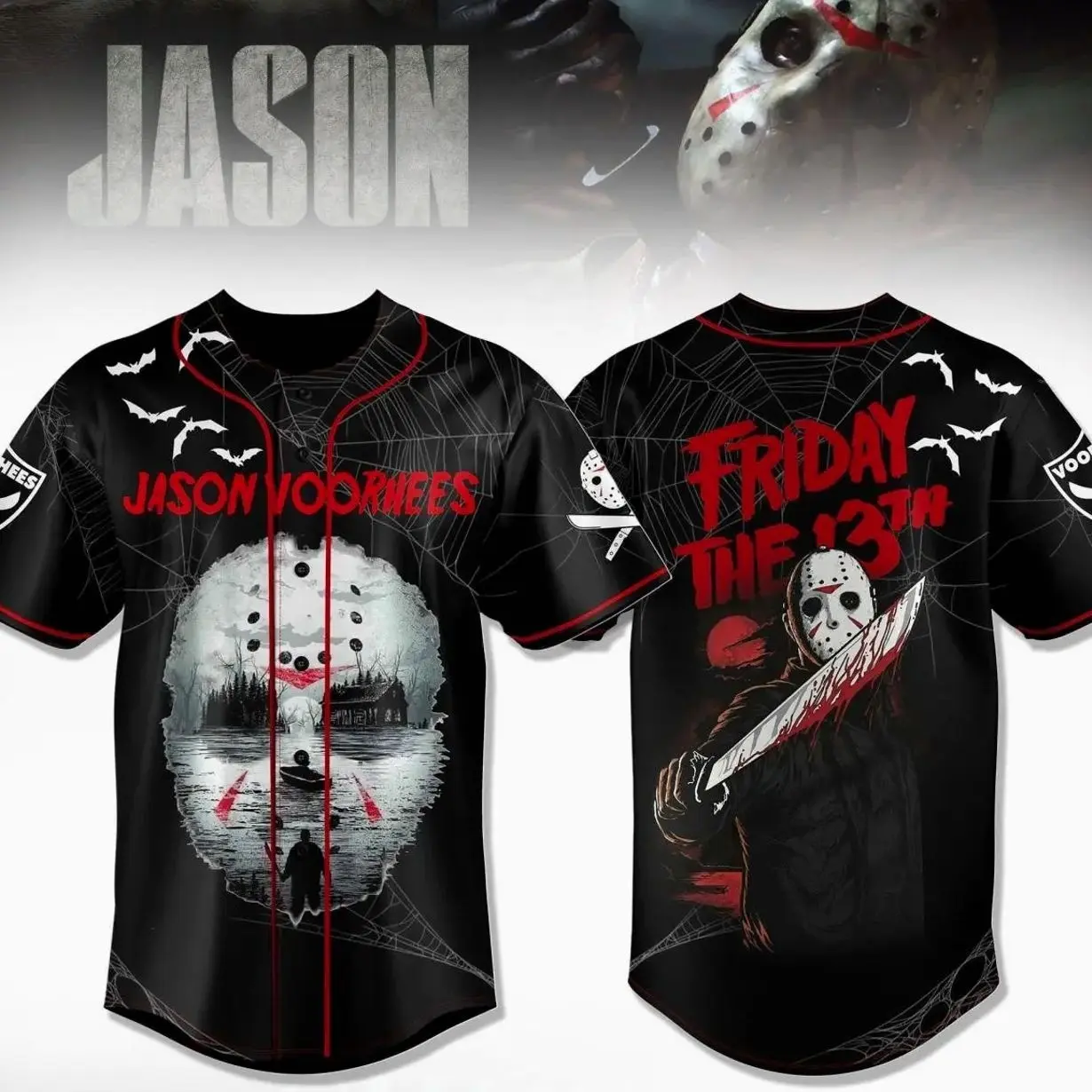 Jason Voorhees Baseball Jersey, Unique Horror Movie Shirt, Friday The 13th Inspired Fan Jersey, Scary Character Costume, Perfect