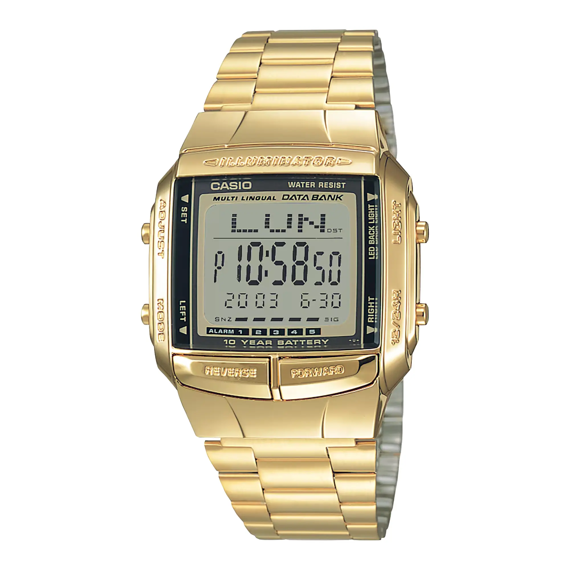 Casio Men’s Gold Digital Watch with Gold Stainless Steel Bracelet - DB-360G-9A