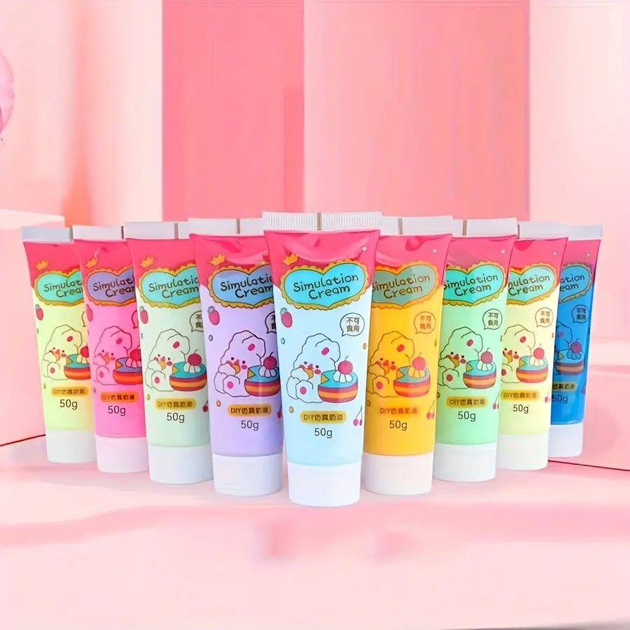 12pcs Simulation Fake Whipped Cream Glue - 1.69oz Each, DIY Decoden Craft Clay, Cream Adhesive for Phone Cases, Mirrors, and Handmade Decorations - Plastic Material