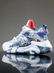 Men's Colorblock Patchwork Lace Up Low Top Athletic Basketball Shoes, Stylish Basketball Shoes, Casual Comfortable Breathable Non-slip Outdoor Sneakers, Cushioning Workout Shoes for Fitness