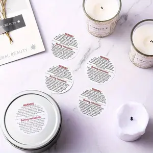 1roll,500pcs Candle Warning Label Sticker Scented Candle Container Safe Use Tips Self-adhesive Label, Box Seal Sticker,Business Commodity Packaging Sealing Stickers,Gift Box Decor Bag Packaging Label