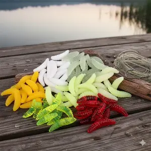Glow Fishing Lures 0.38g Set - 2cm Lifelike Glow Worms & Shrimp. Waterproof Fluorescent Design for Saltwater & Freshwater. Perfect All-Day Bait for Bass, Trout, Walleye. Essential Night Fishing Gear for Ocean, River, Lake.