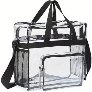 1Pc Clear Tote Bags Stadium Approved, Heavy Duty Travel Bags, Large Sports Shoulder Pack for Work, Competition, School