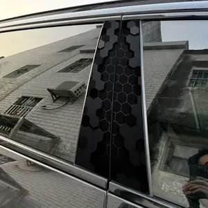 2pcs HoneycombHexagonGrid Car Sticker B-Pillar DIY Center Pillar Film Decorative Car Accessory