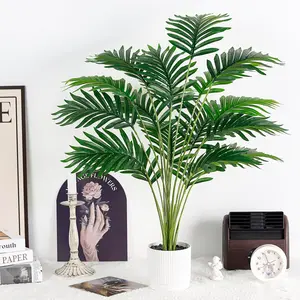 2 Pcs Artificial Palm Trees for Outdoors, 30 Inch Fake Palm Tree Indoor Outdoor Large Faux Plants Tropical Leaf Greenery for Home Office Farmhouse Garden Decor