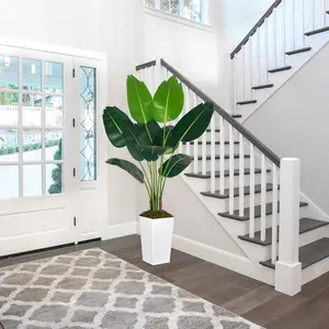 5FT (4+1) Paradise Bird Tree Artificial Simulation Plant with White Flower Pot Indoor and Outdoor Living Room Bedroom Decoration Tropical Plants Decorative Fruit