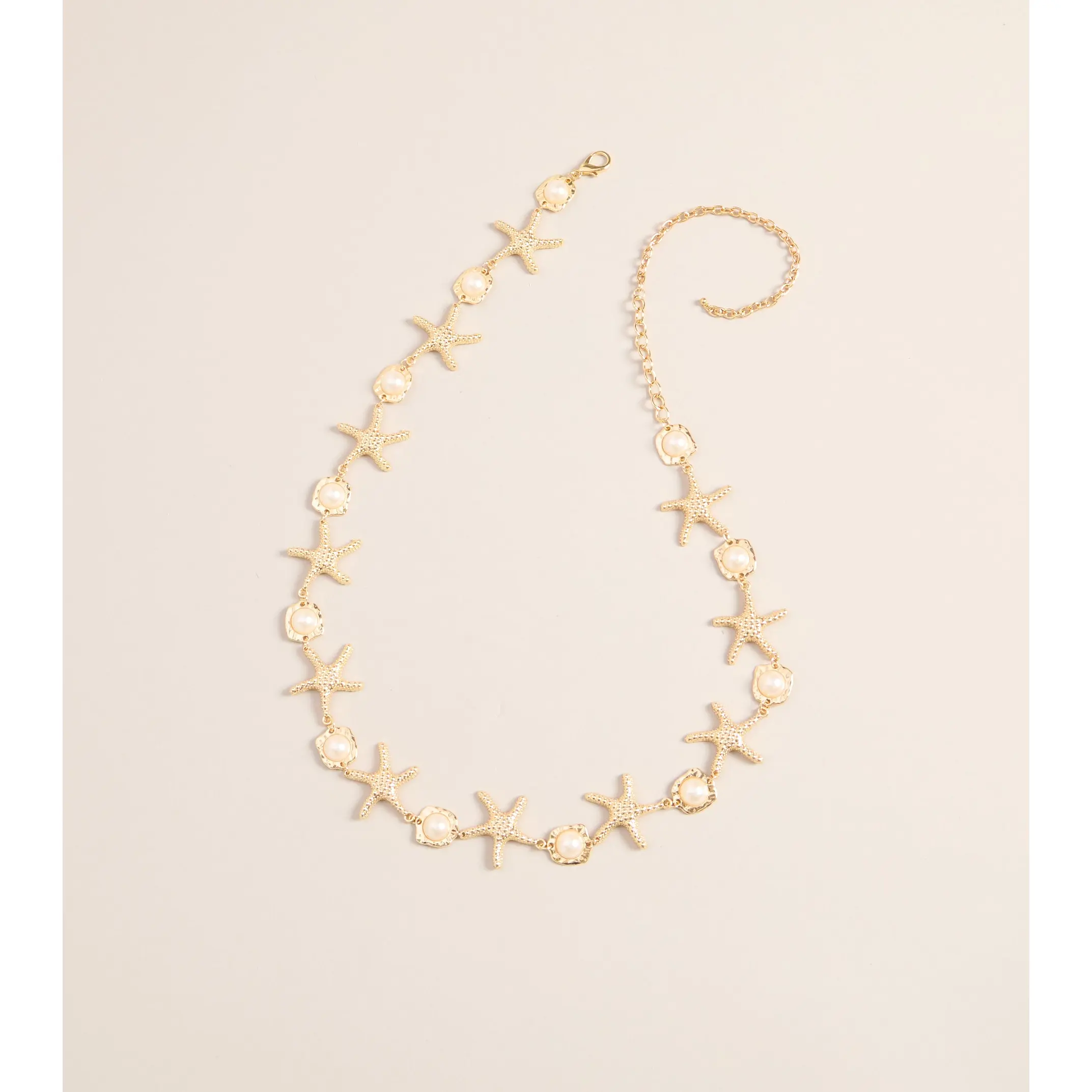 Vacay Look Pearl Starfish Chain Belt