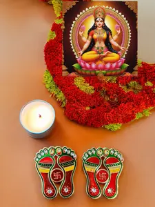 Beautiful  Pair of Laxmi charan, Lakshmi pagh, Lakshmi feet Set of 2 for Indian Puja, Mandir , Indian festive Decoration, Hindu Festival, Laxmi & Diwali Puja