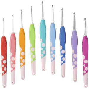 Dots Crochet Hook Set - Comfortable Ergonomic Handles - 9 Color Coded Sizes