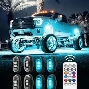 6PCS Waterproof Wireless Led Strobe Lights, LED Strobe Lights with Remote, Led Anti-Collision Lights 8 Color USB Charging Wireless Strobe Light for Cars Drone Motorcycle Bike Trucks