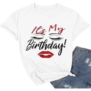 Cotton Short Sleeve Birthday Shirt Its My Birthday T Shirt For Women Birthday Graphic Tee Shirt Funny Birthday Party Short Sleeve Tops For Men Women