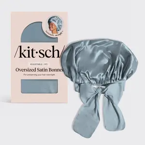 Kitsch Adjustable Oversized Satin Bonnet- Haze Blue