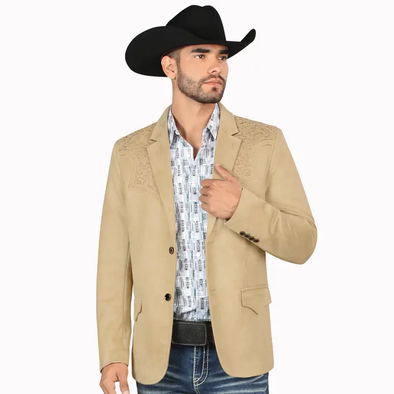 MONTERO MENS Western Embroidery beige FABRIC BROWN beige Double