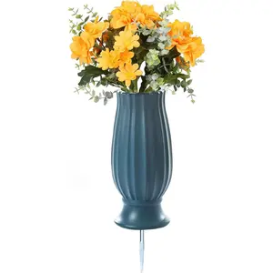 Cemetery Vases with Spikes,Grave Vases for Cemetery with Metal Spikes and Drainage Holes,Grave Flower Holder for Headstones Memorial Gifts Loss of Loved One