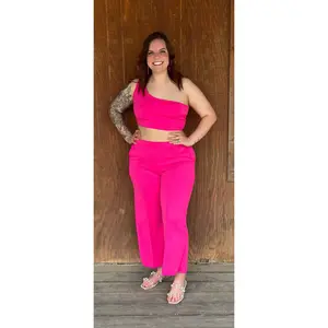 Fuchsia Pink Flare Capris Plus Size