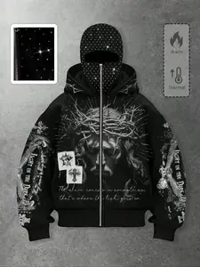 Men Street Style Rhinestone Decor Windproof Hat Two Hats Pockets Zipper Design 2026 Fall Winter