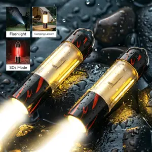 2PC Retractable Camping Flashlight, Ultra-Bright  High-Lumen Spotlight Mode Ideal for Camping, Night Fishing, Power Outages, Backyard Gatherings, and Everyday Home Use USB Rechargeable Lightweight and Durable, SummerVibes