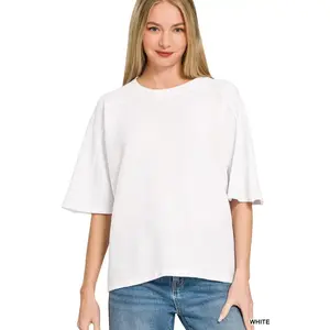 Zenana Double Knit Short Sleeve Womens Top