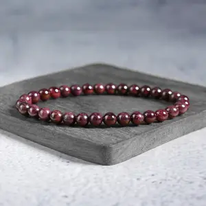 Natural Garnet 5mm Round Beaded Handmade Bracelet Protection Gemstone Crystal Stretch Men Women Yoga Bracelet Gift