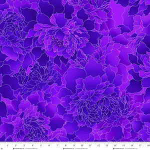 Peony Paradise Deep Purple - 118" Wide Backing Fabric - 3603W-55 - 3 YARD CUT - Henry Glass