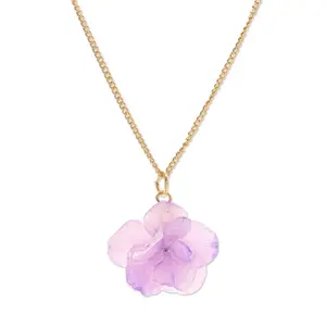 NOVICA Gold-plated hydrangea petal pendant necklace, 'Wild Hydrangea in Purple'