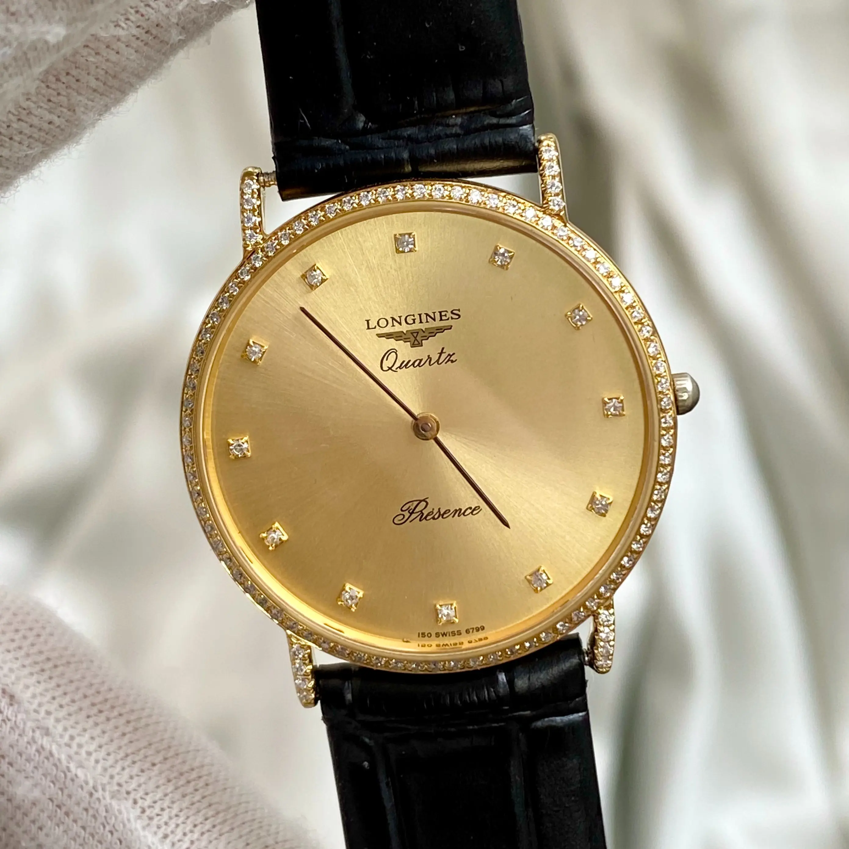LONGINES Vintage Gold Plated Quartz Gold Dial 32mm Ladies Diamond Watch 21870439