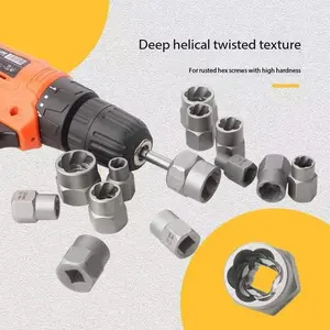 14-Piece Hex Nut Removal Set, Damaged Broken Nuts Extractor Tool Kit, Includes Screw Extractors and Multi-Spline Key Slipping Tools, Hand Tools