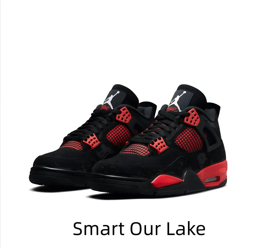 Classic Retro Black & Red Basketball-Inspired Shoes with Shock-Absorbing Air Cushion Technology