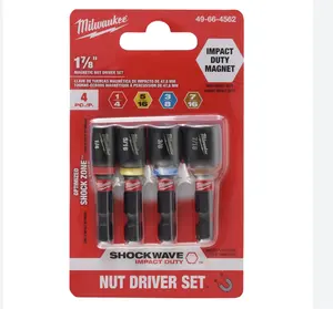 Milwaukee 1-7/8" (4-piece) Alloy Steel Nut Driver Set with Magnet and Shockwave Technology 49-66-4562