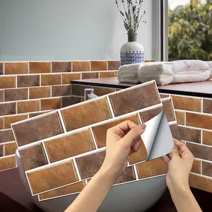12pcs/24pcs/48pcs Retro PVC Self-adhesive Waterproof Wall Stickers, Waterproof Tile Decals for Kitchen, Bathroom, Floor, Tile or Wood, Home Decor, 5.9in x 11.8in #TOP PICKS