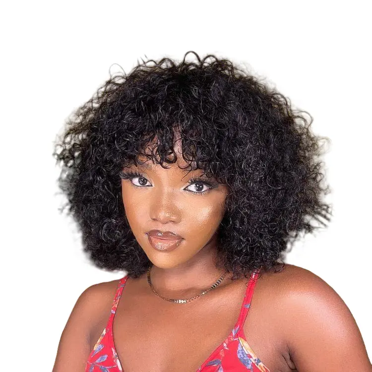 LUVME Live-streaming | Beginner Friendly Water Wave Minimalist Lace Glueless Short Wig With Bangs