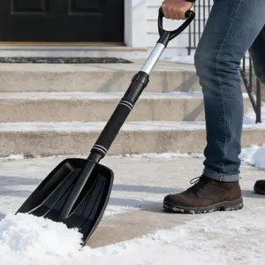 Handle Snow Pusher Shovel Ergonomic Scoop Winter Snow Removal Cleaning Shovel for Driveway Sidewalk Deck Patio Yard NONE