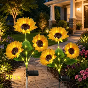 Solar Powered LED Sunflower Garden Lights Set of 2/4/6 Pieces Realistic Nighttime Glow for Yard Lawn Patio Porch Waterproof IP65 Energy Efficient Outdoor Lighting Durable Plastic Flowers All Weather Protection