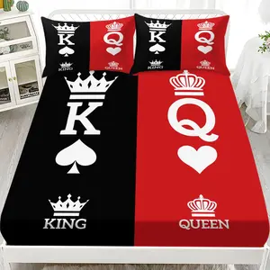 King Queen Bed Sheet Set (1 Fitted + 2 Pillowcases), Modern Style, Comfortable and Stylish, Suitable for Dorms and Hotels, All Seasons
