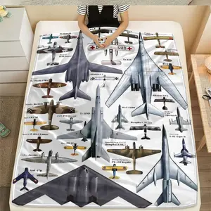 1pc Fighter Jet Design Plush Blanket Set, Large Size for Sofa Bed Travel Living Room Home Decor, Soft Warm Fluffy Gift for Family Friends, Soft Cozy Blanket