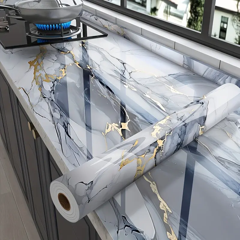 Marble Texture Wallpaper Sticker, Marble Pattern Wallpaper, Waterproof Self-Adhesive, Oil-Resistant Heat Resistant, Easy Peel & Stick, Peel And Stick Wallpaper Designs, for Living Room Bedroom Bathroom Decor