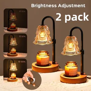 Adjustable Candle Warmer Lamp 2-Pack with Wood Base Dimmer