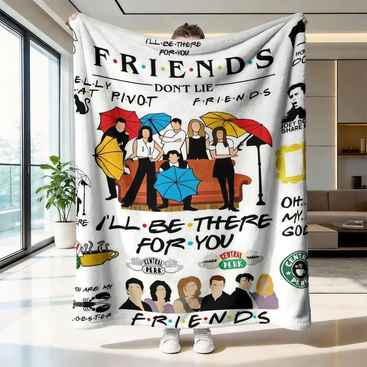 Friends Friends Cozy Warm Multifunctional Blanket Soft Plush Warm Throw Retro TV Decorative Multi-Use Home Blanket Wrinkle Resistant Easy Clean Camping Blanket Gift