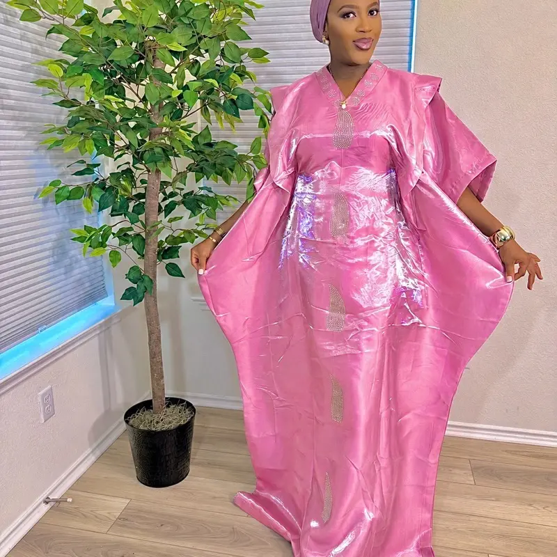 Lady's African Bubu Dress - Pink, yellow, white, onion Stylish Fabric Clothe