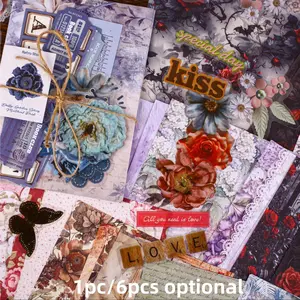 45 Sheets/bag Plant Theme Vintage Material Paper Pack, Dolly Garden Series, Handmade Journal Supplies, Water Bottle Decorations, Multi-Scene Use, Decorative Stickers