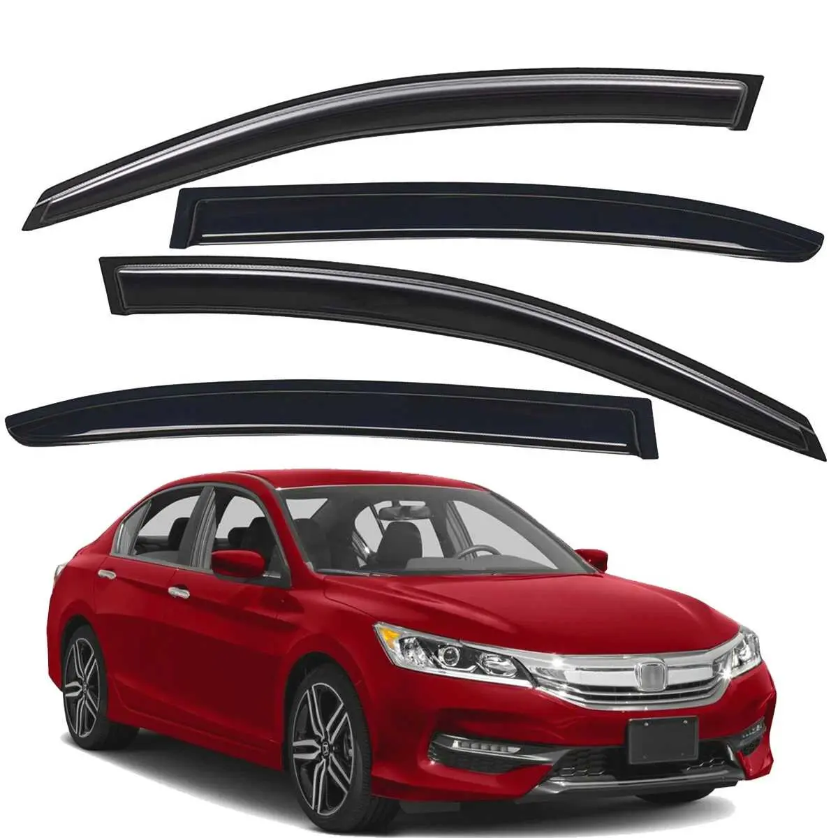 Window Visors Rain Guards Shield for 2013-2017 Honda Accord, Tape-On Window Vent Wind Deflectors Visors Shades for 13-17 Accord 4-Door Sedan 4Pcs