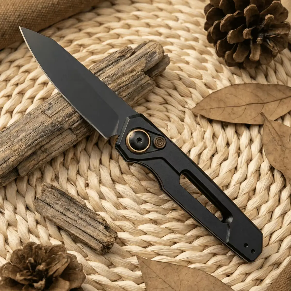 #FathersdayGift-EDC Folding Pocket Tool with Button Lock-Reverse Tanto Edge, Lightweight Aluminum Handle, Smooth One-Hand Operation, Compact Carry for Camping, Hiking & Everyday Use