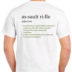 As•sault ri•fle adjective t-Shirt, menswear  Crewneck Casual Cotton Shortsleeve Graphic tee