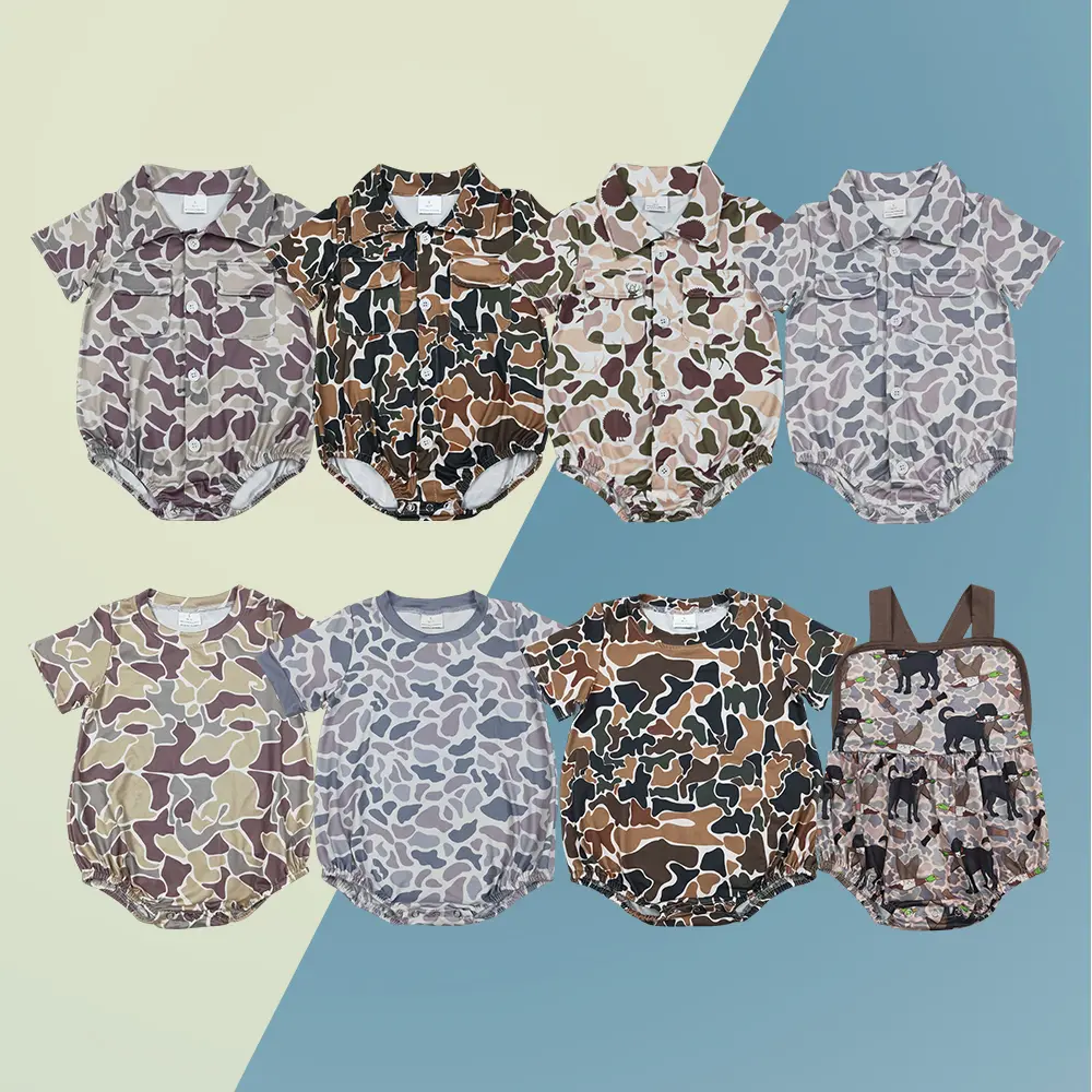 Toddler Boys' Short-Sleeve Camo Bodysuit - Bubble Fit 1-Piece Fashion Design with Exquisite Workmanship, True Size Comfy Outfit for Play Time, Sibling Matching Moments, Toddler Onesies