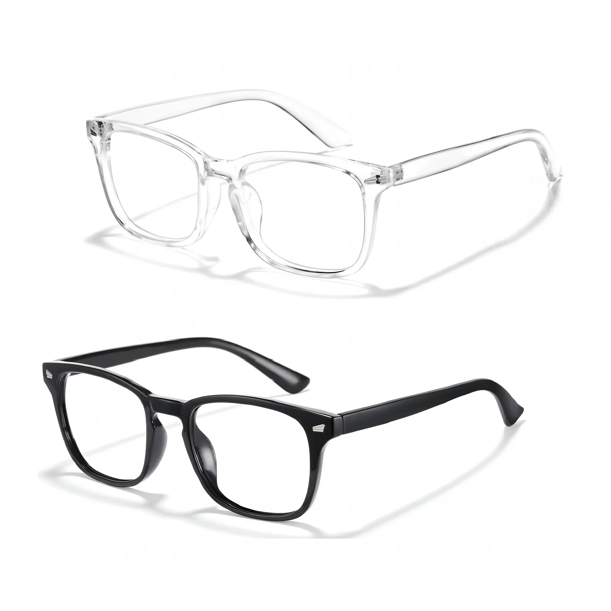 2 Pack Blue Light Glasses for Men and Women - Fashion Round Frame Eyewear, Trendy Casual Computer Glasses, Blue Lights Glasses, Trendy Casual Glasses