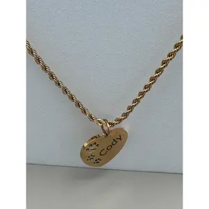 Personalized Paw Print Pet Lover Necklace 18K PVD Gold Plated Stainless Steel Heart Pendant 18" or 20" Chain Customizable Name Gift Boxed Waterproof Hypoallergenic