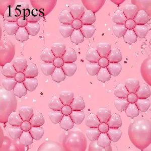 Pink Decor 15pcs Vibrant Macaron Daisy & Sunflower Mylar Balloons – Floral Inflatable Decor for Birthdays, Weddings, Celebrations, Holidays, Graduation & Anniversaries. Perfect for Photo Backdrops
