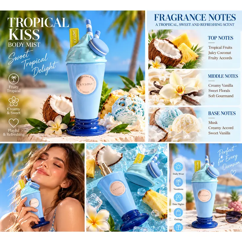 V.V.LOVE Tropical Kiss Body Spray for Women 200ml – Sweet Fruity ...