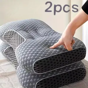 Buy 1 Get 1 Free, Total Of 2pcs Soft Knitted Massage Neck Pillow - Adjustable Ergonomic Orthopedic Contour Support, High Quality Pillow Core, Removable Cover for Sleeping Comfort